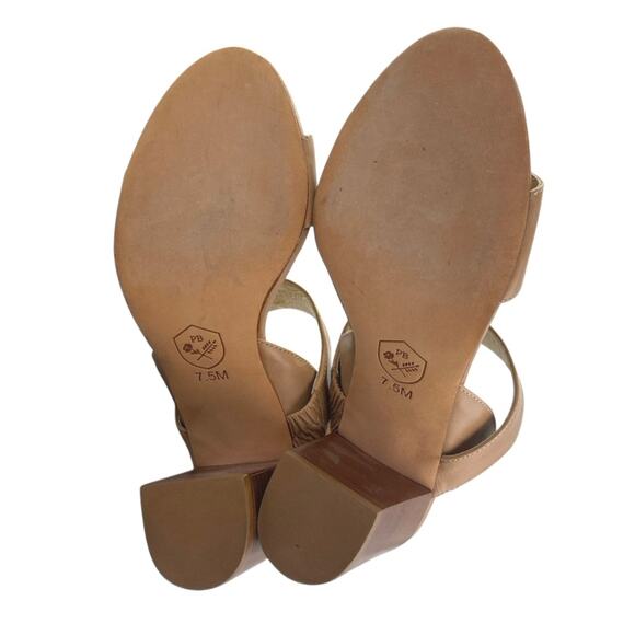 Poppy Barley Womens Brown Tan leather Open Toe Block Heels Slingback Sandals 7.5 - Picture 4 of 6